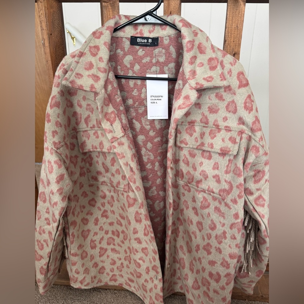 BlueB Fringe Leopard Print Shacket